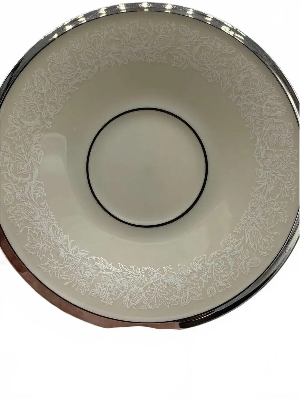 Vintage Lenox Moonspun Platinum Porcelain Demitasse Saucer